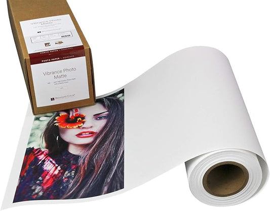 Vibrance Matte Photo Printer Paper 12 mil 230 gsm Matte Finish Premium Photo Paper Roll on 3in Core 24 inches x 100 ft Works with Most Inkjet Printer Professional Makes and Models Like Epson Canon HP