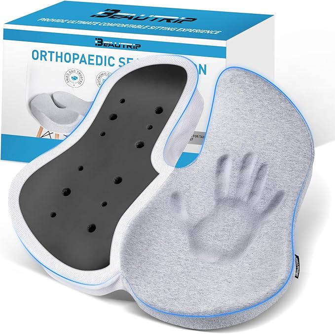 BEAUTRIP Seat Cushion Charcoal Memory Foam Cushion for Office Desk Chair, Car Driving Seat - Sciatica, Tailbone & Back Pain Relief Donut Butt Pillow - Seat Pad for Elderly, Drivers, Office Workers