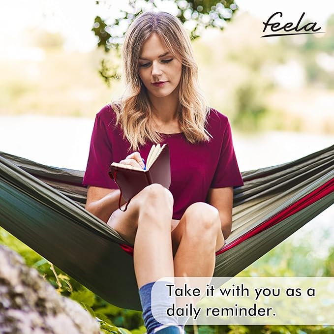 feela 6 Pack Pocket Mini Notebooks Bulk, Small Cute Memo Notepads Hardcover College Ruled Lined Journals with Pen Holder for School Business Work, with 6 Black Pens, 3.5”x 5.5”, A6, Wine