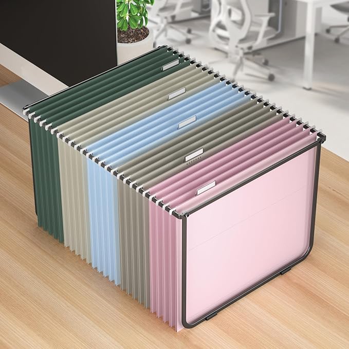 Hanging File Folders Letter Size, 50 Pack File Organizer Folders, 1/5-Cut Tabs with Hanging File Folder Frame, Heavy Duty No Extension, Stay Organized for Your Home and Office Bulk File.
