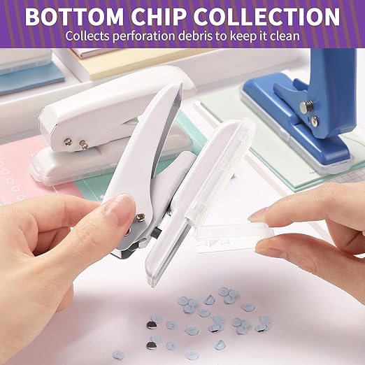 Single Hole Punch, 40 Sheets Punch Capacity, Kaluofan Hole Puncher Single, Small Hole Punch with Non-Slip Removable Base, One Hole Puncher for Crafts, Scrapbooks, Paper, Chipboard (Purple)