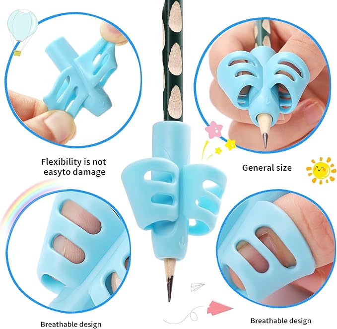 20 Pcs Pencil Grips for Kids Handwriting Ergonomic Training Pencil Holder Writing Tool for Toddlers, Preschoolers, Children Special Needs Colorful School Supplies(2 Fingers)