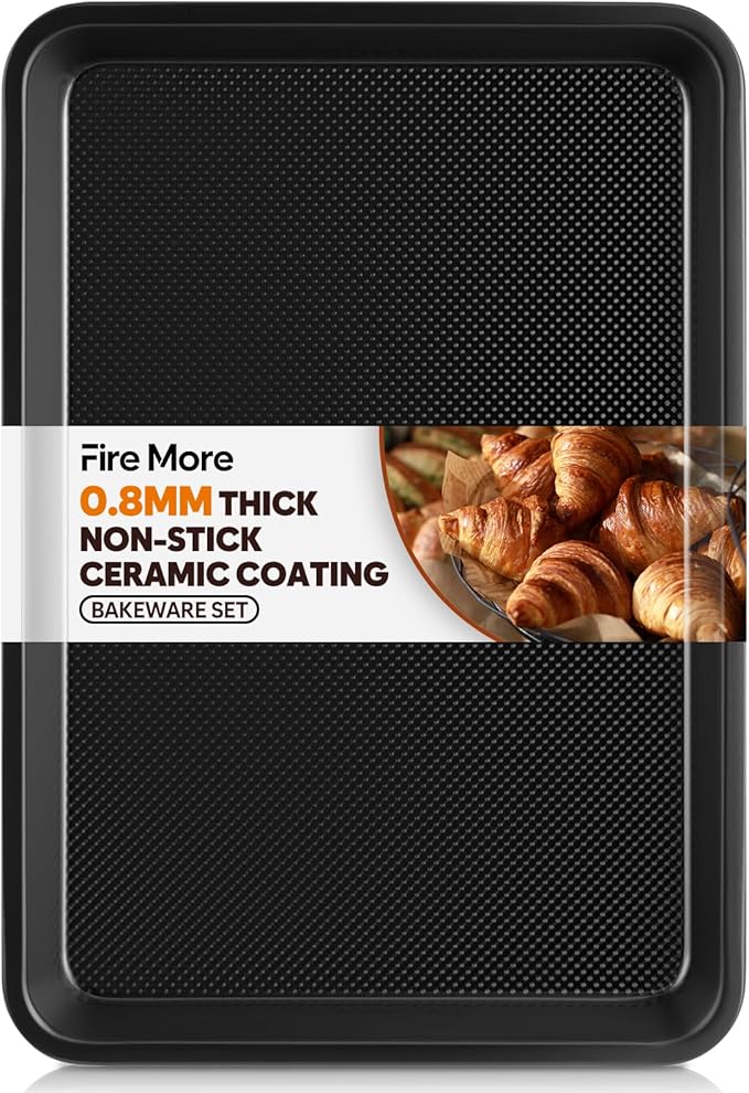 Half Sheet Pan 17.5” x 13”, Cookie Sheets for Baking 0.8mm Thick Non Stick Baking Sheets for Oven Heavy Duty Baking Trays