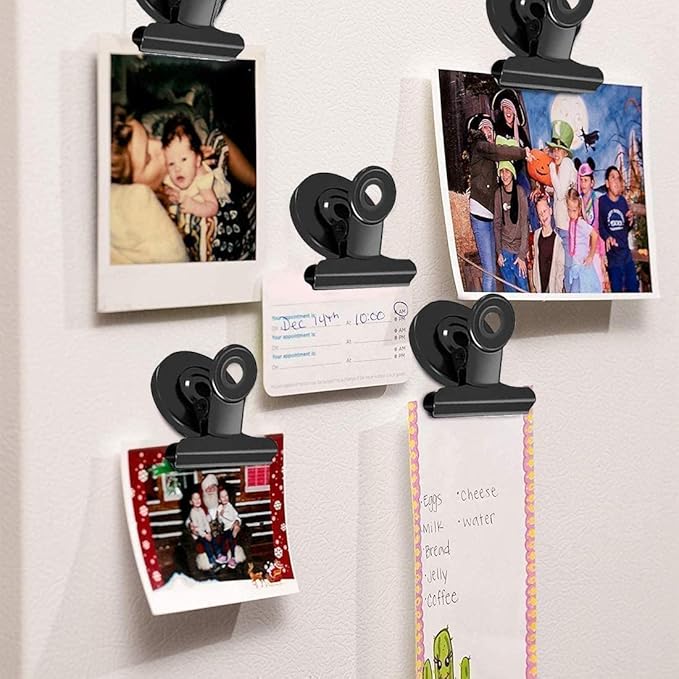 VNDUEEY 12 Pack Black Refrigerator Magnets Fridge Magnet, Magnetic Clips for Whiteboard, Magnet Clips Heavy Duty for Kitchen & Office Home Organizing