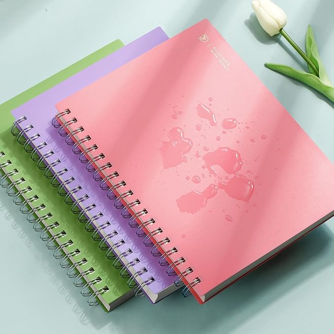 EMSHOI B5 Spiral Notebook College Ruled Lined Journal, Large 7.48" X 10.15", 300 Pages/150 Sheets, 100gsm Thick Paper, Waterproof Hardcover, for Office School Women Men Work Writing Notes-Pink