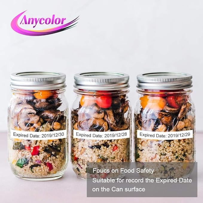 Anycolor 6-Pack Compatible with Brother P Touch TZe TZ Label Tape 12mm 0.47 Laminated (White/Clear/Red/Blue/Yellow/Green) for Ptouch PT-D210 PT-H110 PT-D220 PTD400 PTD410 Label Maker