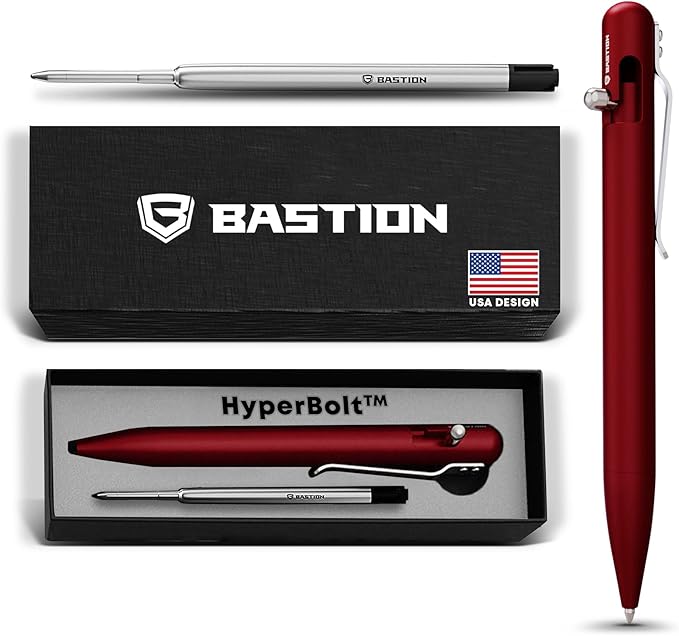BASTION® Luxury Bolt Action Pen, Durable Professional Ballpoint Pen with Fine Tip, EDC Pen, Ink Refillable Pen for Birthday Gift, Travel Pen for School and Work