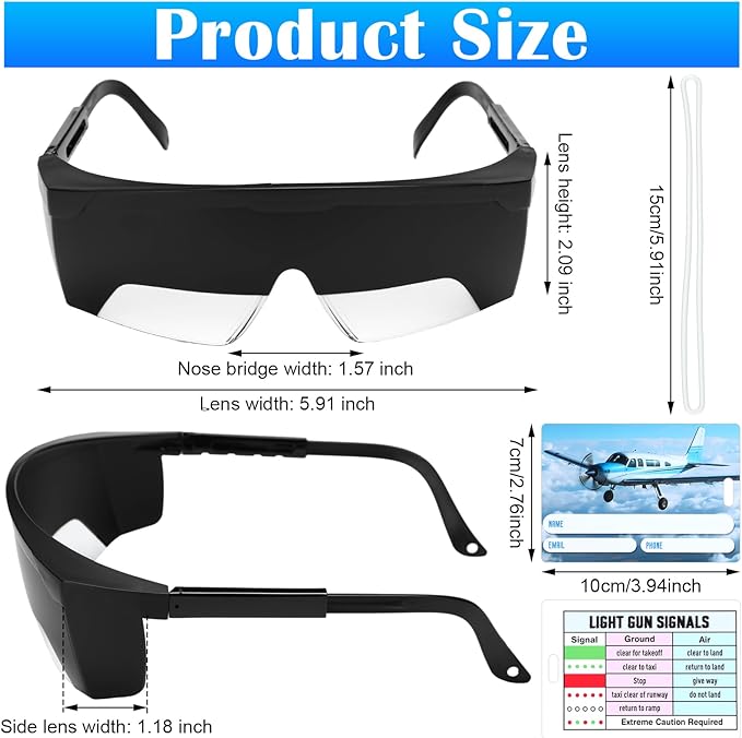 Aviation Flight Training Glasses Adjustable View Limiting Goggles Device with Glasses Box and Tag(Black)