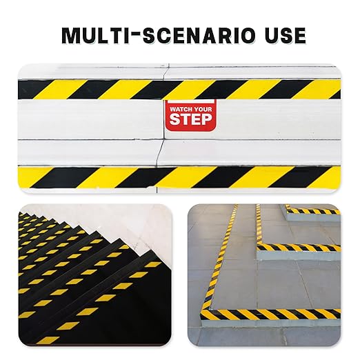 2 Inch x 220 FT Black & Yellow Floor Marking Tape, High-Visibility & Adhesive Hazard Tape for Caution & Aisle Marking, Caution Warning Safety Stripe Tape Roll for Walls Steps Pipes Equipment