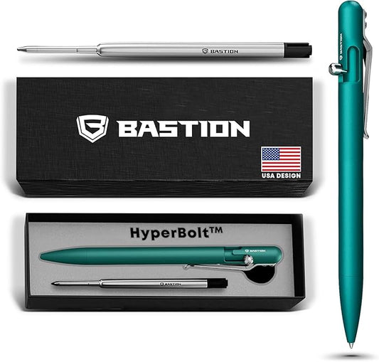 BASTION Luxury Slim Bolt Action Pen, Lightweight Aluminum EDC Pen with Fine Tip, Professional Ballpoint Pen for School and Work - Seafoam