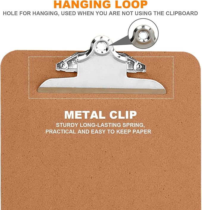 HERKKA 10 Pack Hardboard Office Clipboards - A4 Letter Size, ECO Friendly