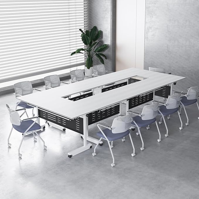 4Pack Conference Room Table, Folding Conference Table for Office Classroom, Mobile Training Tables with Casters Silent Wheels, Large Rectangular Convertible Modular Seminar Tables (L70.9in)