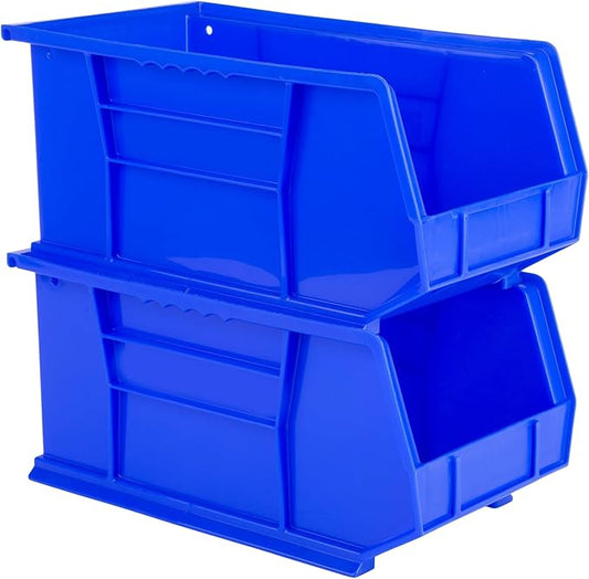 Hudson Exchange 15" x 8" x 7" (6 Pack) Plastic Stackable Storage Bin and Hanging Container, Blue