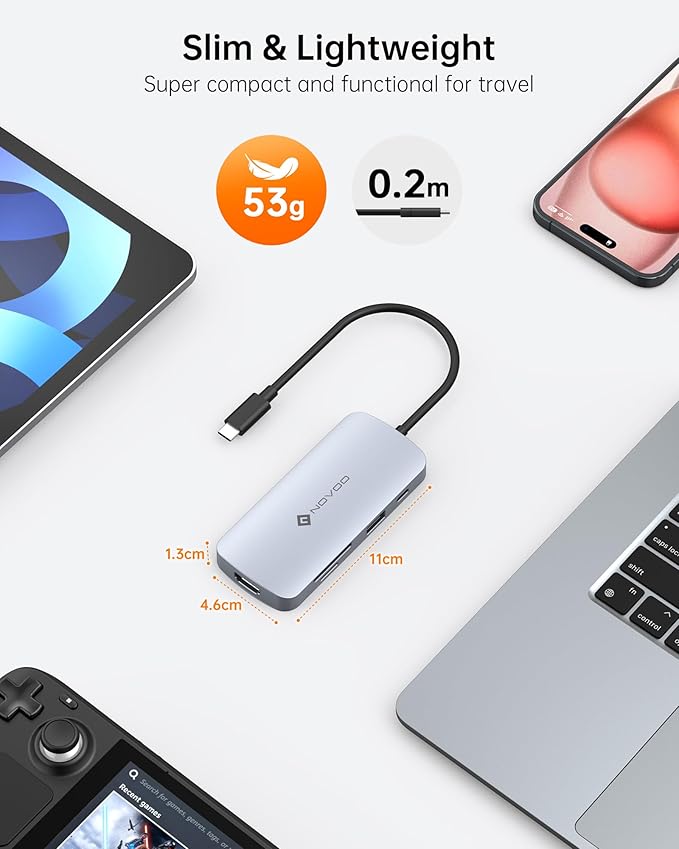 USB C Hub, 9 in 1 USB C Multiport Adapter with 4K@60Hz HDMI, 5 USB Ports, 100W PD, SD/TF USB C Adapter, USB C to HDMI Adapter, USB C Dock for MacBook Pro/Air, HP, DELL, Lenovo, ASUS Laptops NOVOO