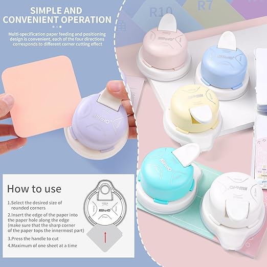 Kaluofan Corner Rounder Punch, 2024 Upgraded 4 in 1 Corner Punch (Inside Rounded Corner+R4mm+R7mm+R10mm), Paper Corner Rounder, Punches for Crafts, DIY Projects, Photo, Card, Scrapbooking Making