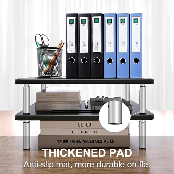 suptek Monitor Laptop Stand,Monitor Laptop Stand Riser for Desk,3 Height Adjustable,Laptop Computer Stand With Metal Vented Platform for Laptop, PC, Printer(MST003M)