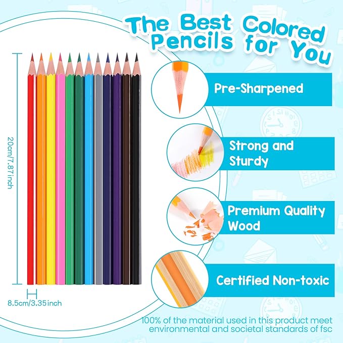 480 Count Colored Pencils Bulk, 40 Packs Colored Pencils for Kids 12 Colors, Pre-sharpened Coloring Pencils for Adults, Bulk School Supplies for Teachers, Back to School Supplies, Classroom Prizes