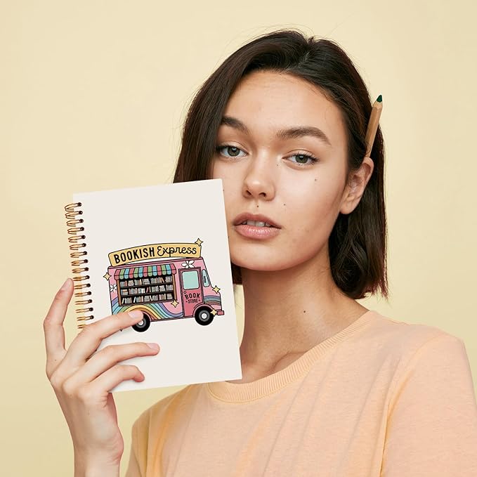 JXREQ Trendy Bookstore Notebook, Bookish Gifts Journal Notebook, Reading Journal for Book Lovers, Gifts for Readers Books Lovers Women, Bookish Express Spiral Notebooks 5.5x8.3