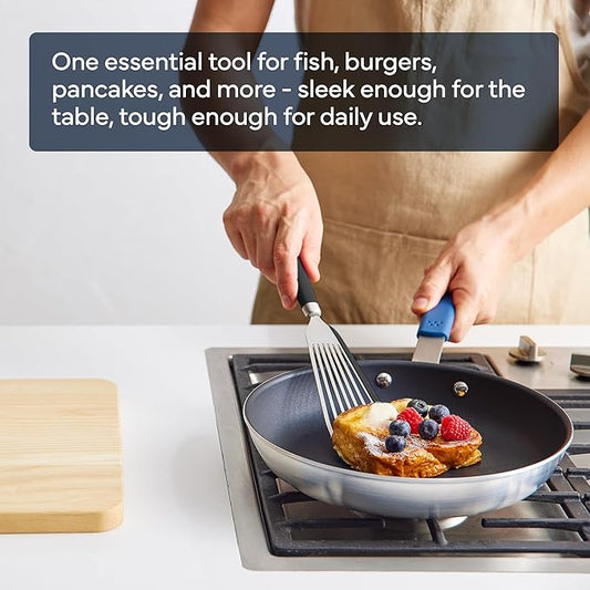 Misen Fish Silicone Spatula - Slotted Turner for Cooking - Perfect for Frying - Heat Resistant - Dishwasher Safe -1mm Thick Flexible Flipper - Soft Silicone Grip Handle for Easy Use