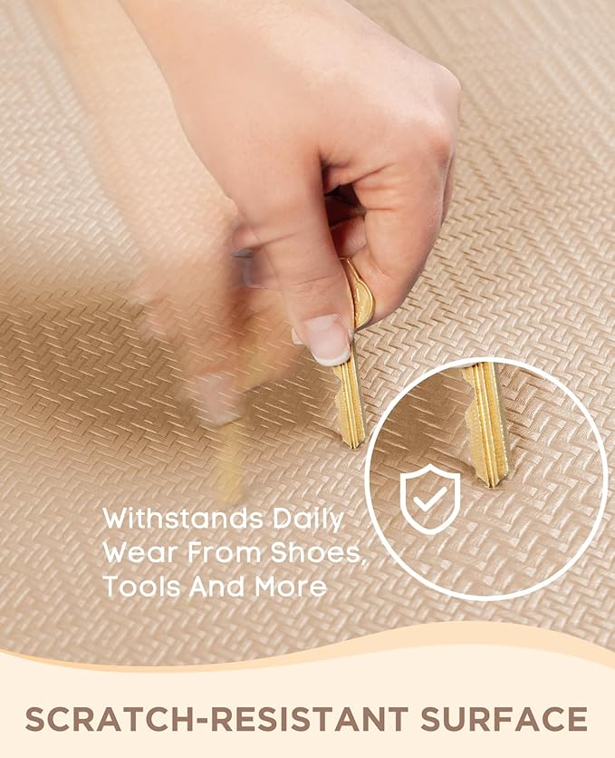 Ophanie Kitchen Mats for Floor, 3/4 Inch Thick Kitchen Rugs, Anti Fatigue Standing Cushioned Mat, Waterproof,Comfort Ergonomic Mat for Office, Home, Sink, 24'' x 70'' Beige Non-Slip Bottom