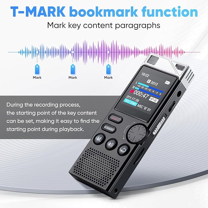 264GB Digital Voice Recorder,Professional Voice Activated Recorder for Lectures Meetings,18000 Hours voice recorder with playback,recording device, MP3 Player, Password Protection,audio recorder,Black