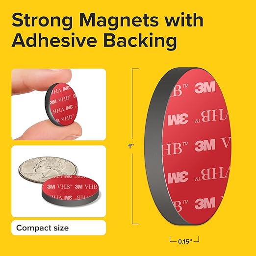 Adhesive Strong Magnets Heavy Duty (72 pcs 1x0.15) - Round Magnet - Strong Sticky Magnets with Adhesive Backing - Ceramic Magnet, Ferrite Ideal for for Industrial Use