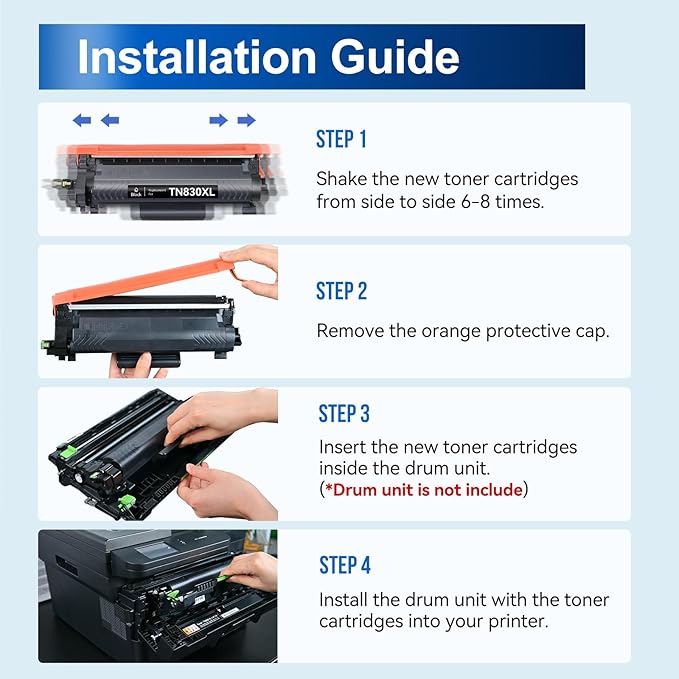 InkNI Compatible Toner Cartridges Replacement for Brother TN830XL TN830 TN 830 XL Toner Cartridges Work for HL-L2460DW DCP-L2640DW HL-L2480DW HL-L2400D HL-L2405W MFC-L2820DW Printer (Black, 2 Pack)