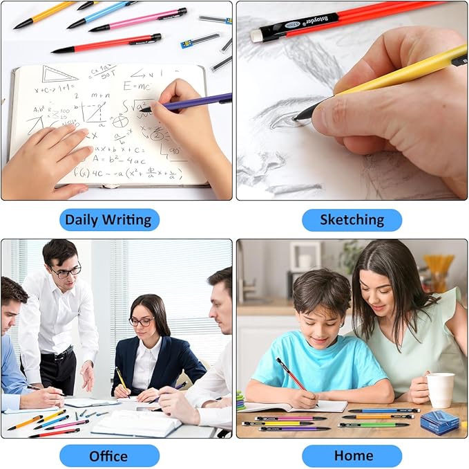 BainGesk Mechanical Pencils, 0.7mm Medium Point, HB #2 Lead, 210 Pack Bulk Mechanical Pencils and 48 Tubes Refills, Assorted Colored Barrels, Office School Supplies