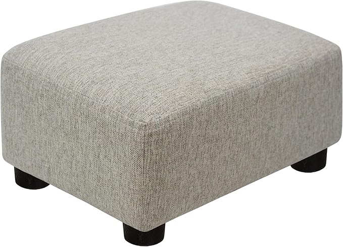 CAROLMADE Small Foot Stool Ottoman Footstool with Legs Under Desk Footrest for Living Room Bedroom and Office,Linen-Beige