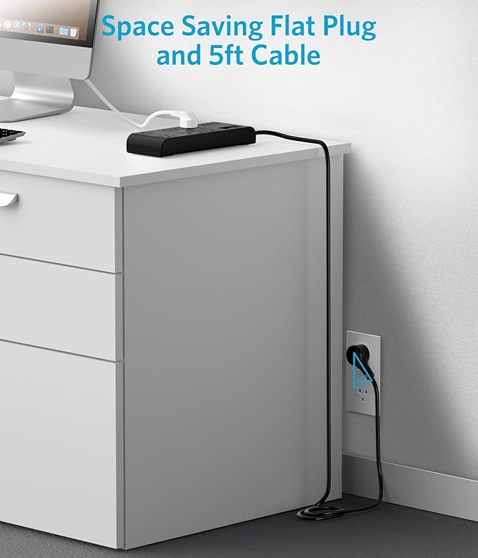 BESTEK 4,000 Joules Surge Protector with USB,6 Feet Extension Cord Power Strip with 8 AC Outlets 15A 1875W,5V 4.2A 4 USB Charging Ports Desktop Charging Station,Wide Spaced Outlet for Large Plug,Black