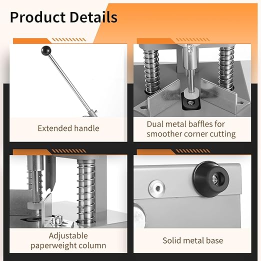 Corner Rounder, Paper Punch Cutter, Hand-Operated Corner Rounding Machine with R6mm and R10mm Dies, Industrial Heavy Duty Paper Cutting Tool for Laminate