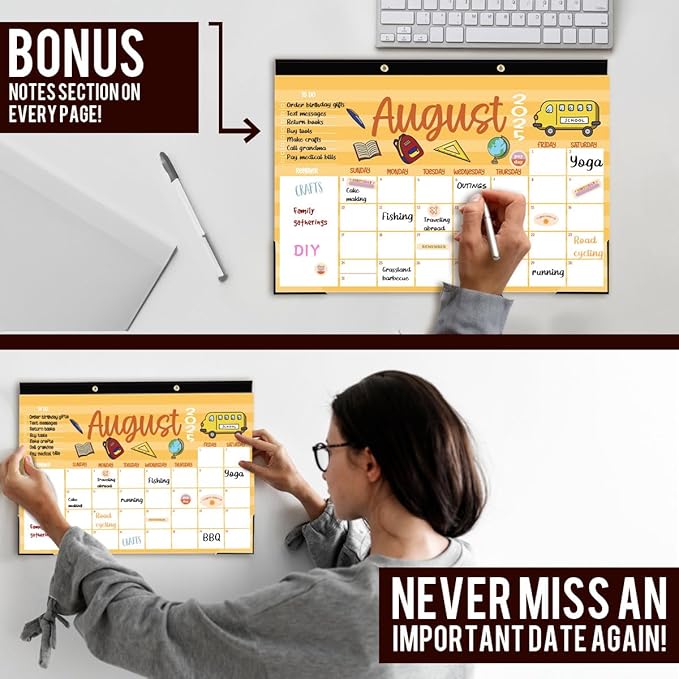 Large Doodle Teacher Desk Calendar 2025-2026 25-26 Teacher planner 17-Month 2025-2026 Desk Desktop Holiday Monthly classroom Calendar 2025 August 2025-December 2026 with Holiday Planner Stickers