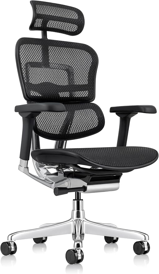 Ergohuman Eurotech ME7ERG GEN2 High Back Mesh Office, Computer, or Gaming Chair w/Tilt Tension Control & Lock, Back Angle/Height, Swivel Arms, Seat Height,/Depth, and Arm Height Adjustments, Black