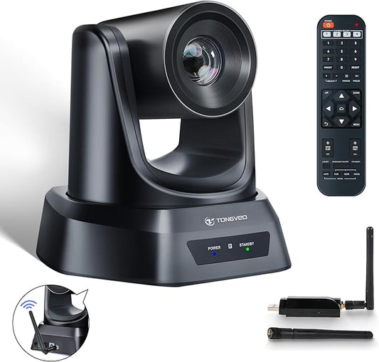 Wireless Conference Room Webcam, Church Live Streaming 20X USB 1080P 60fps PTZ Camera for Worship Services Online Conference, Works with Zoom, Skype OBS Easy to Set Up