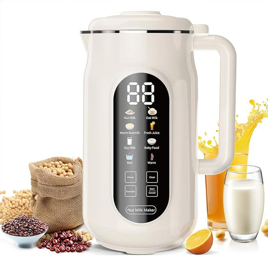 10-in-1 Nut Milk Maker Machine, 41oz Plant-Based Milk Blender with IMD Screen – Self-Cleaning, 12H Delay Start, Keep Warm, Automatic for Soy/Oat/Almond Milk, Juice, Smoothie, Soup, Boil Water & Cream