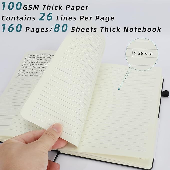 Coopay 12 Pack A5 Journal Notebook with 12 Pens Bulk Classic Ruled Hardcover Leather Journal Set with Pen Holder for Men Women Writing, Office, Home, School, College, Business, 8.3” x 5.5” (6 Colors)