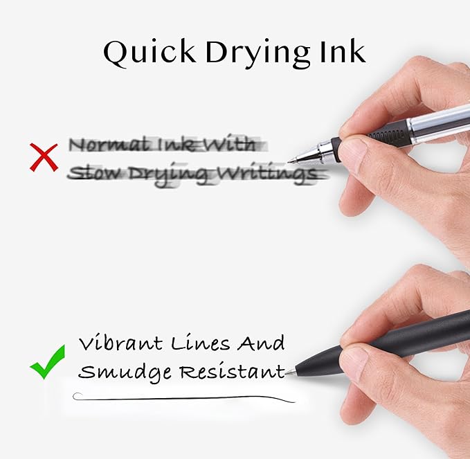 LINFANC 5 Pcs Black Gel Pens Ballpoint, Metal Barrel Medium Point 0.7 mm Quick Dry Black Ink Pens for Journaling, Smooth Writing Gel Pen, Cute School Supplies Office Supplies Gifts for Women