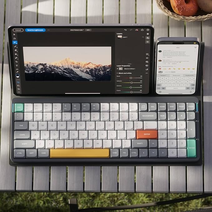 nuphy Air96 V2 Wireless Mechanical Keyboard,100 Keys RGB Backlit Keyboard,Supports Bluetooth 5.1,2.4G and Wired Connection,for PC/Laptop/Windows/Mac -Grey Gateron Moss Switch