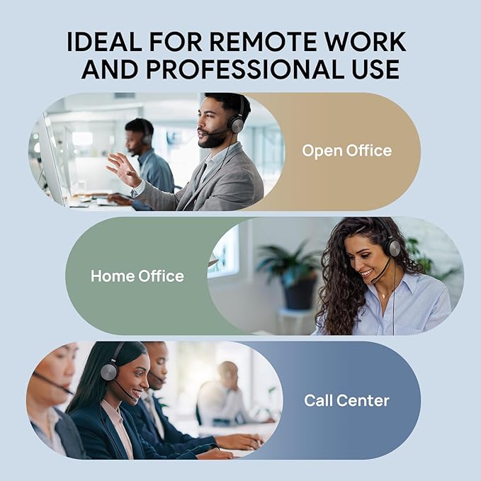 Yealink UH36 Professional USB Headset, Wired Headphones for Computer PC Laptop Work Headset with Noise Canceling Mic for Call and Music（for Teams Certified, Stereo,3.5mm Jack/USB Connection）