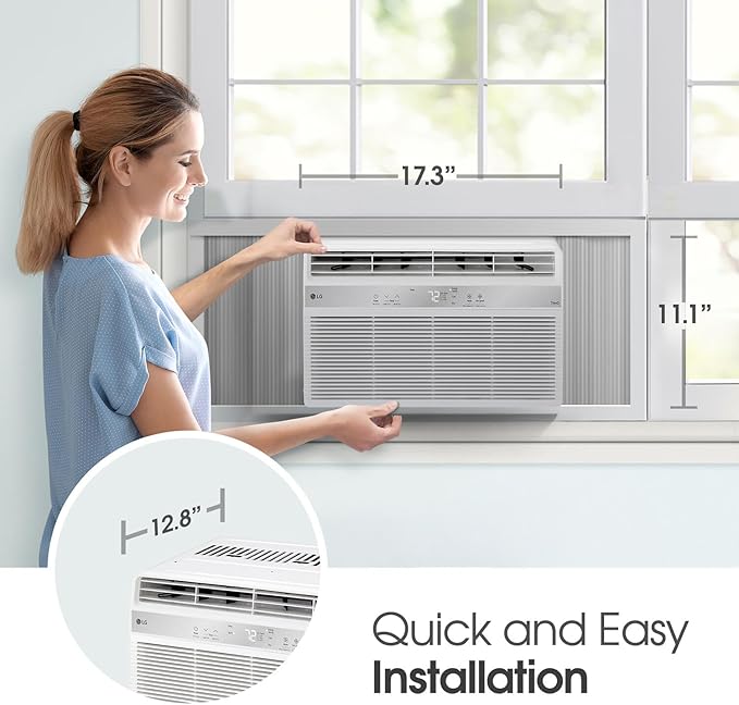 LG 6,000 BTU Window Air Conditioner, Cools 250 Sq.Ft. (10' x 25' Room Size), Quiet Operation, Electronic Control with Remote, 2 Cooling & Fan Speeds, 2-Way Air Deflection, Auto Restart, 115V
