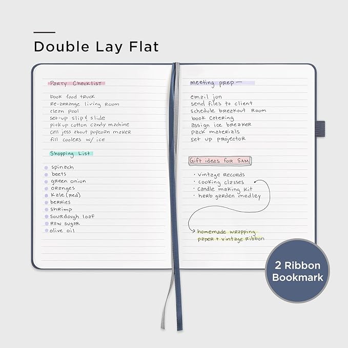 &And Per Se Lined Journal Notebook (5 Packs), 160 Pages, A5 5.7 x 8 inches College Ruled Thick Paper Notebook Journals for Writing, Hardcover Notebooks for Women Men Office School (Dark Blue)