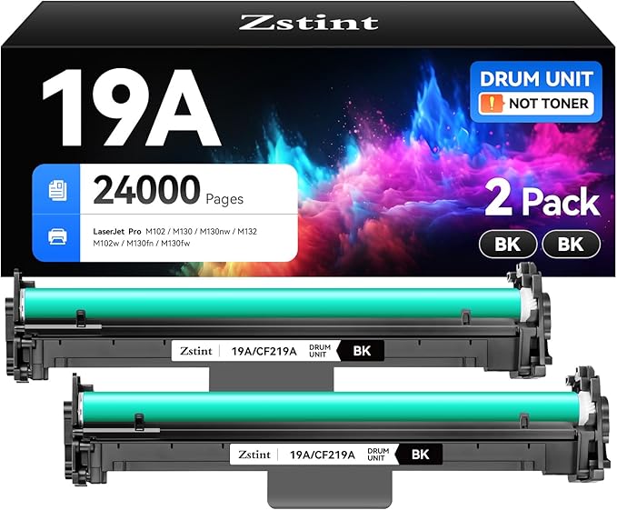 19A CF219A Drum Unit (Not Toner) Black 2-Pack High Yield Replacement for HP 19A CF219A Imaging Drum Compatible with HP Laserjet Pro MFP M130fn M130fw M130nw M130a M102w M102a M130 M102 Series Printer