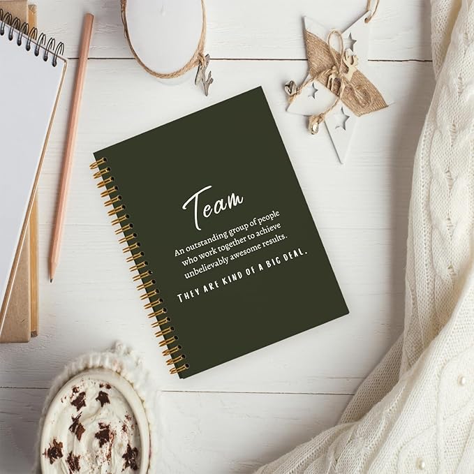 Olive Green Meeting Notebook for Work, Employee Appreciation Gifts, Team Gifts for Employees, Journals for Writing, Thank You Gifts for Women Men Leader Boss Manager Mentor Coworkers, 5.5"x8.3"