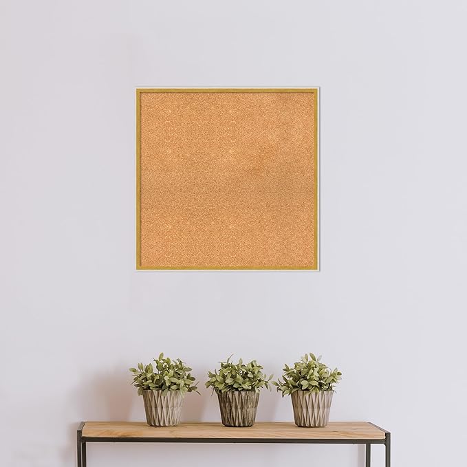 Amanti Art Natural Cork Board for Wall, 27x27 Vision Board with White Frame, Large Corkboard Office Decor for Home Organization, Modern Corkboard Pinboard to Display Items for Home Organization in
