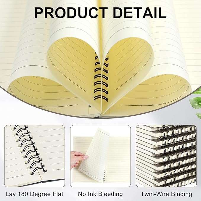 Yahenda Spiral Notebook Bulk A5 Journal Lined 8.3'' x 5.5'' Writing Composition Paper Small Notepad Subject Notebook for Students Office Business Back to School Supplies(Dark Gray,54 Pcs)