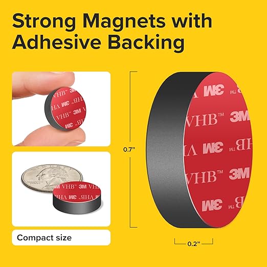 X-bet MAGNET - Adhesive Magnets - 50 Pieces - Round Disc - Strong Sticky Adhesive Backing - Ceramic Ideal for DIY, Craft, Kitchen - 0.7"x0.2"