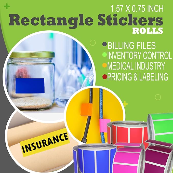Small Color-Coding Label Roll 40mm x 19mm, 5 Rolls- 2500-Pack, Rectangular Labels Paper Stickers Bulk 1.57in x 0.75 in (Grey) by Royal Green