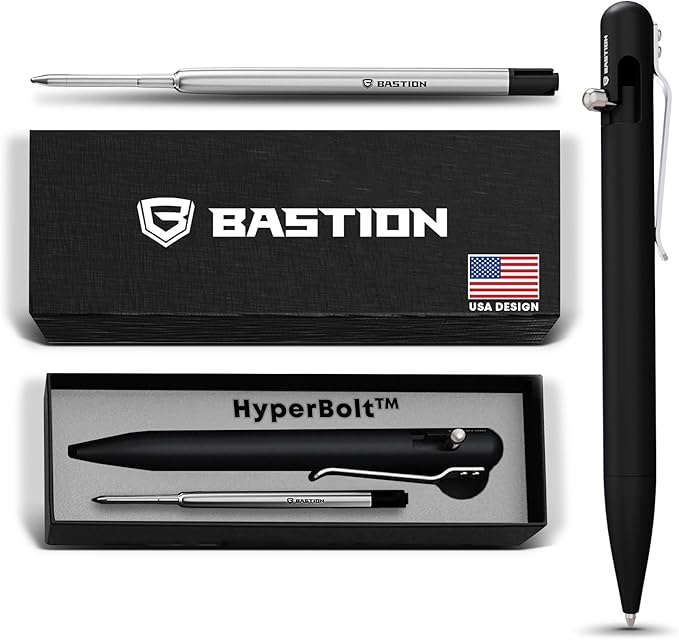 BASTION® Luxury Bolt Action Pen, Durable Professional Ballpoint Pen with Fine Tip, EDC Pen, Ink Refillable Pen for Birthday Gift, Travel Pen for School and Work