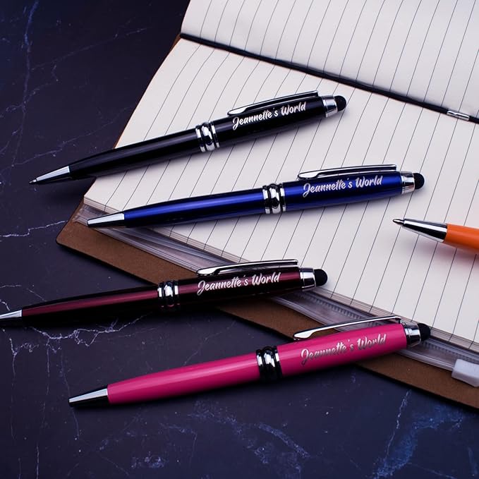 Ancolo Personalized Business Pens -Custom Advertising Message - Engraved Team Name, Phone Number, Slogan Perfect for Bank, Office, Hotel Lobbies - 10 Pens/Box