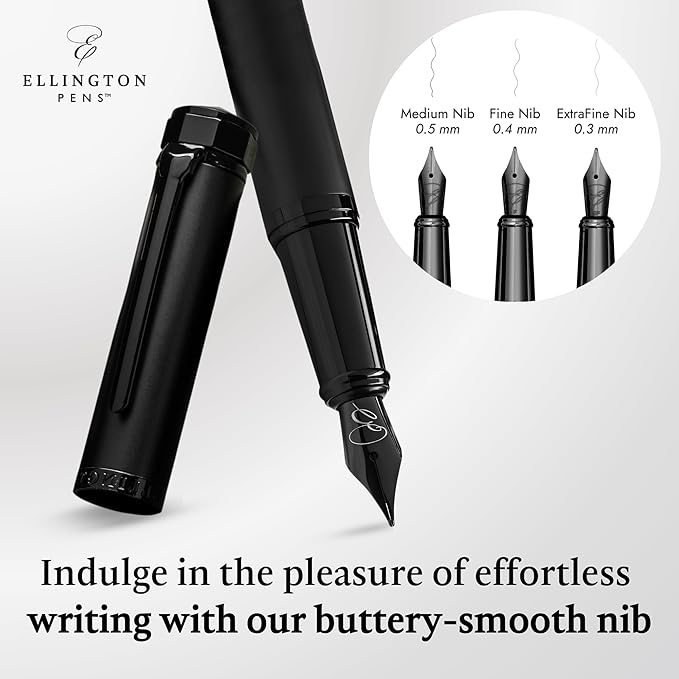 Luxury Fountain Pen Set - Smooth Extra Fine Nib - Includes Refillable Ink Converter, 3 Ink Cartridges, Gift Box - Fountain Pen For Writing - Calligraphy, Journaling, Sketching